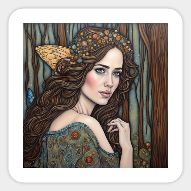 Emily Blunt as a fairy in the woods Sticker by Colin-Bentham